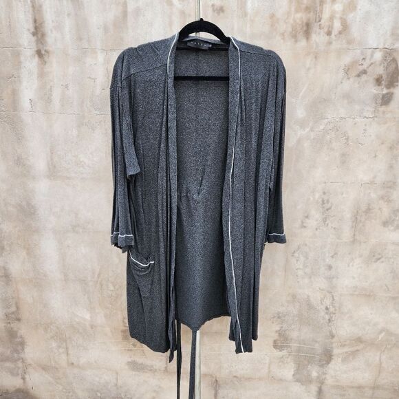 Hatch to hospital charcoal gray robe white piping maternity - Picture 1 of 8